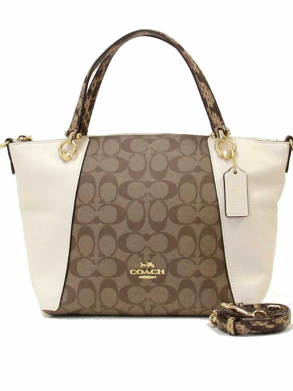 COACH Kacey Satchel colorblock signatute canvas